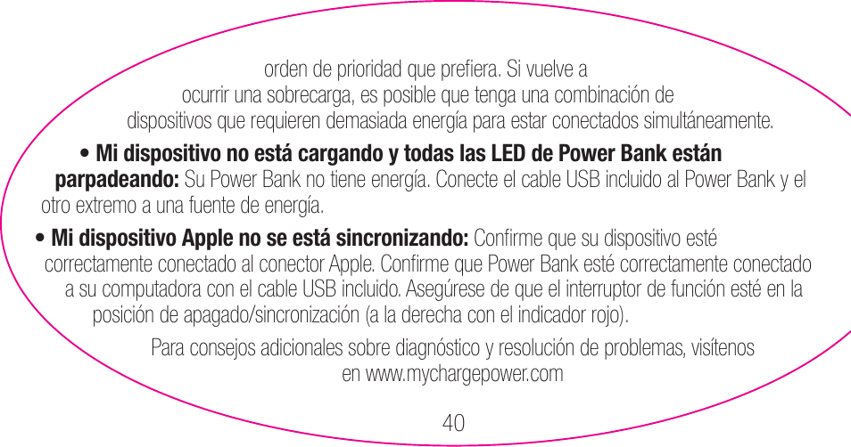 myCharge Portable Power Bank 3000 RFAM-0006 User Manual | Page 40 / 80