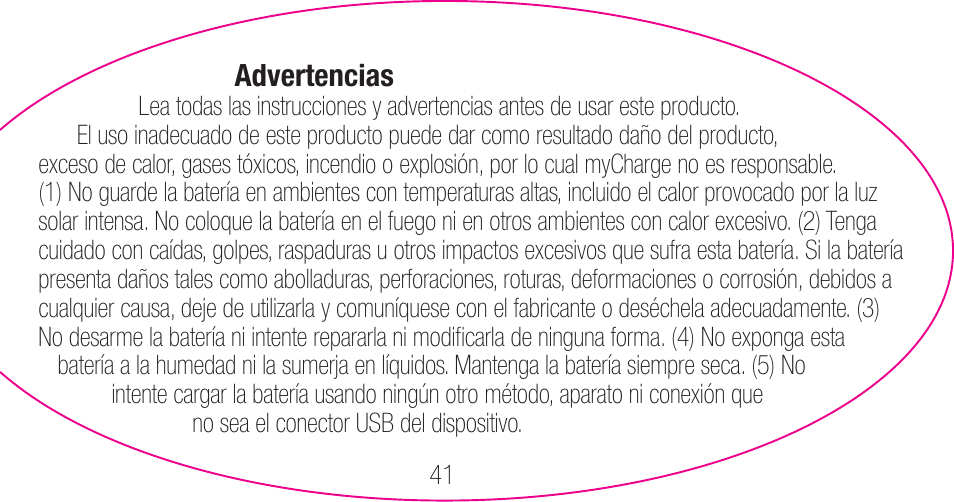 myCharge Portable Power Bank 3000 RFAM-0006 User Manual | Page 41 / 80