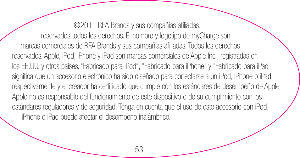 myCharge Portable Power Bank 3000 RFAM-0006 User Manual | Page 53 / 80