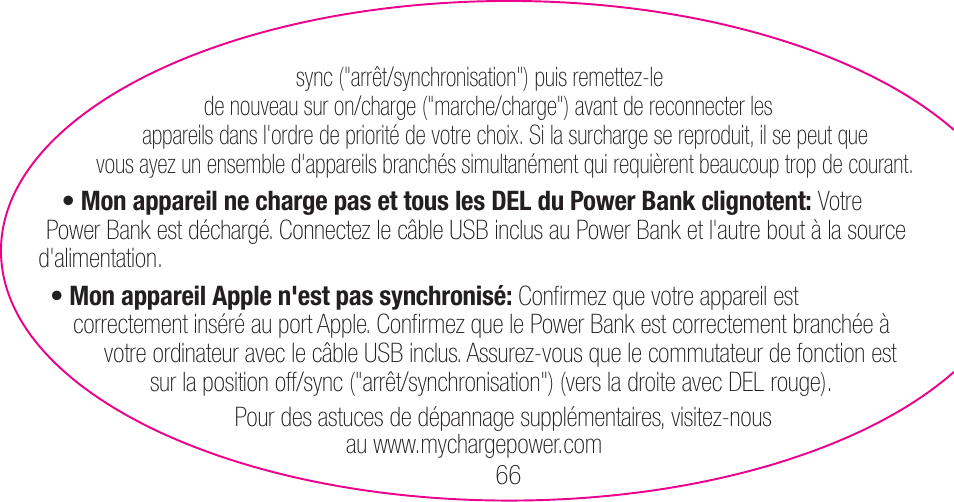 myCharge Portable Power Bank 3000 RFAM-0006 User Manual | Page 66 / 80