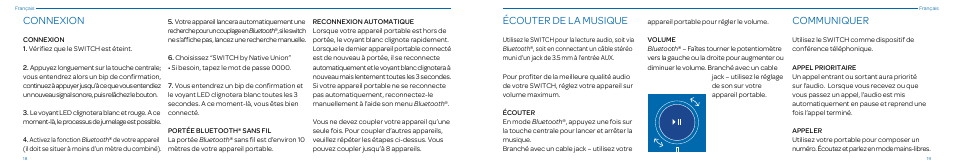 Connexion, Écouter de la musique, Communiquer | Native Union Switch Speaker User Manual | Page 10 / 59