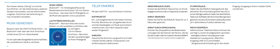 Musik geniessen, Telefonieren | Native Union Switch Speaker User Manual | Page 15 / 59