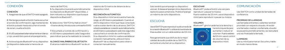 Conexión, Escucha, Comunicación | Native Union Switch Speaker User Manual | Page 19 / 59