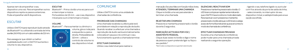 Escutar, Comunicar | Native Union Switch Speaker User Manual | Page 29 / 59