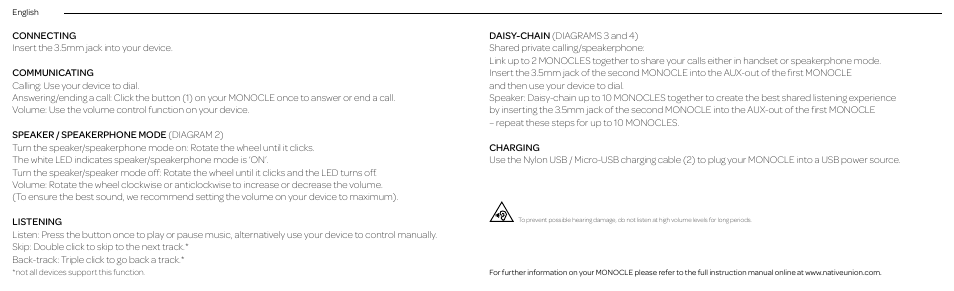Native Union Monocle User Manual | Page 4 / 42