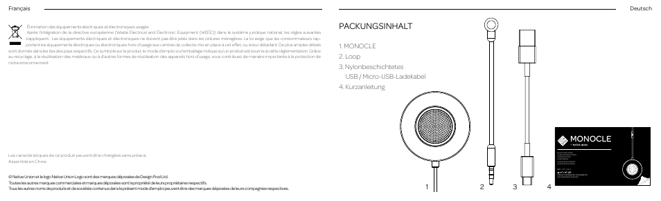 Packungsinhalt, Monocle | Native Union Monocle User Manual | Page 9 / 42