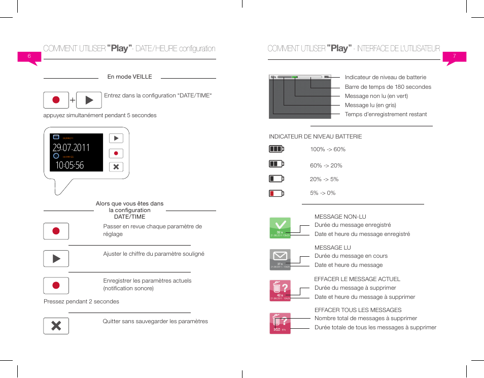 Comment utiliser - date/heure configuration, Comment utiliser - interface de l’utilisateur | Native Union Play Video Memo User Manual | Page 10 / 45