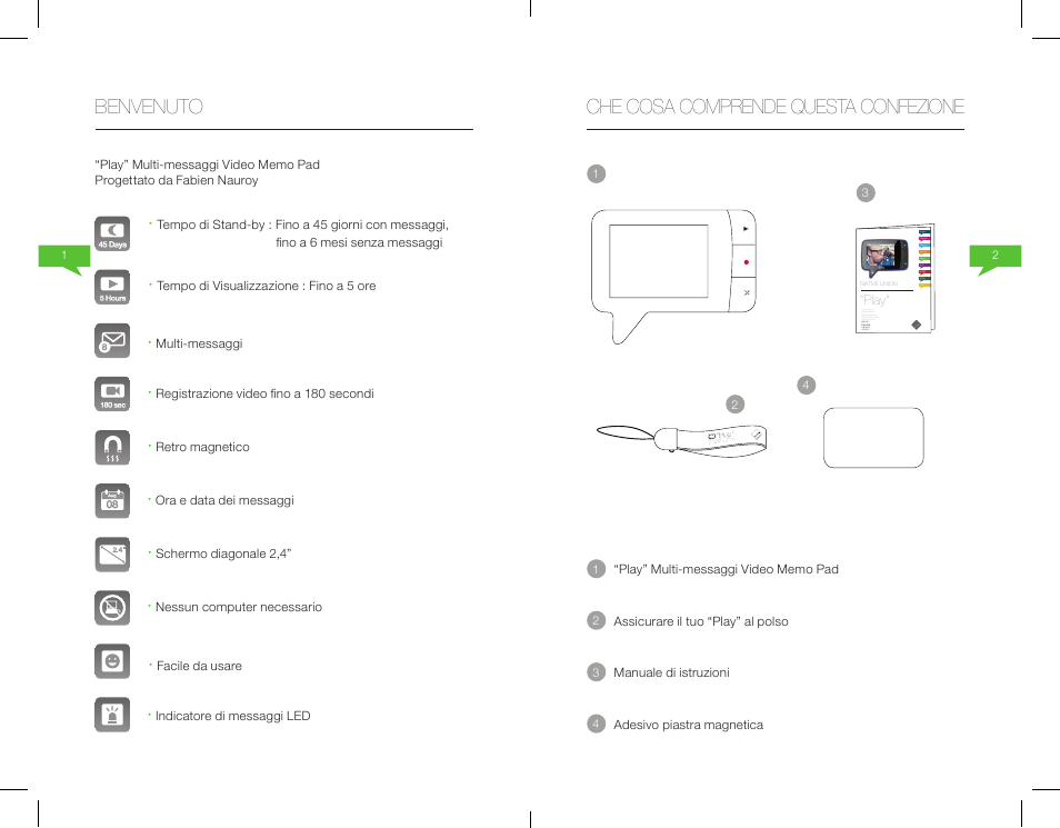 Benvenuto, Che cosa comprende questa confezione | Native Union Play Video Memo User Manual | Page 21 / 45