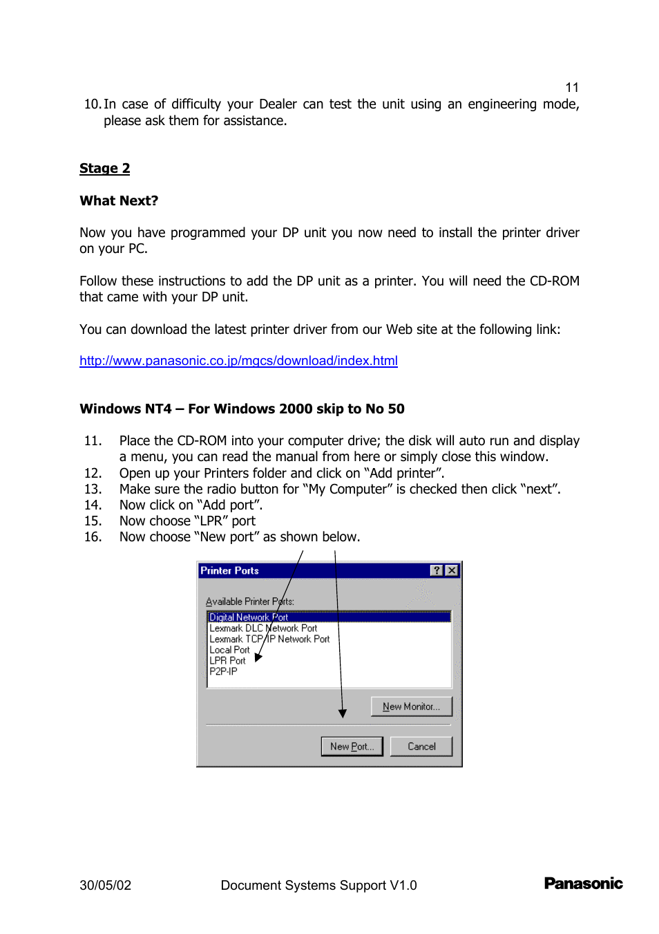 Panasonic DP2000 User Manual | Page 11 / 44