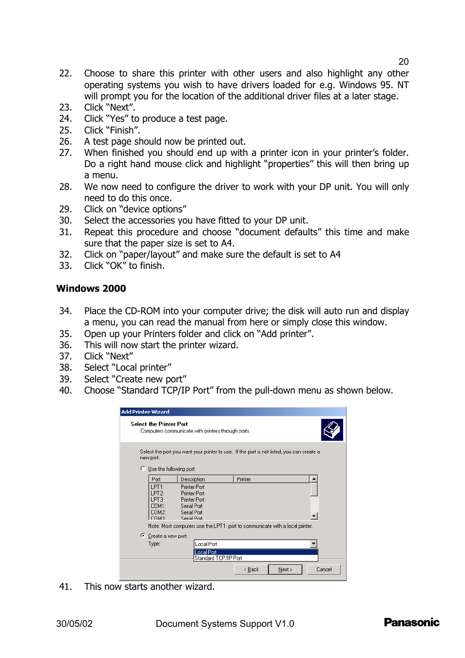 Panasonic DP2000 User Manual | Page 20 / 44