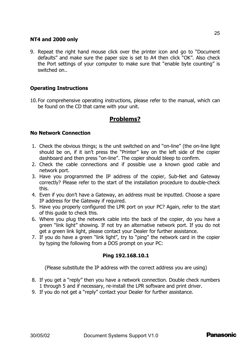 Panasonic DP2000 User Manual | Page 25 / 44