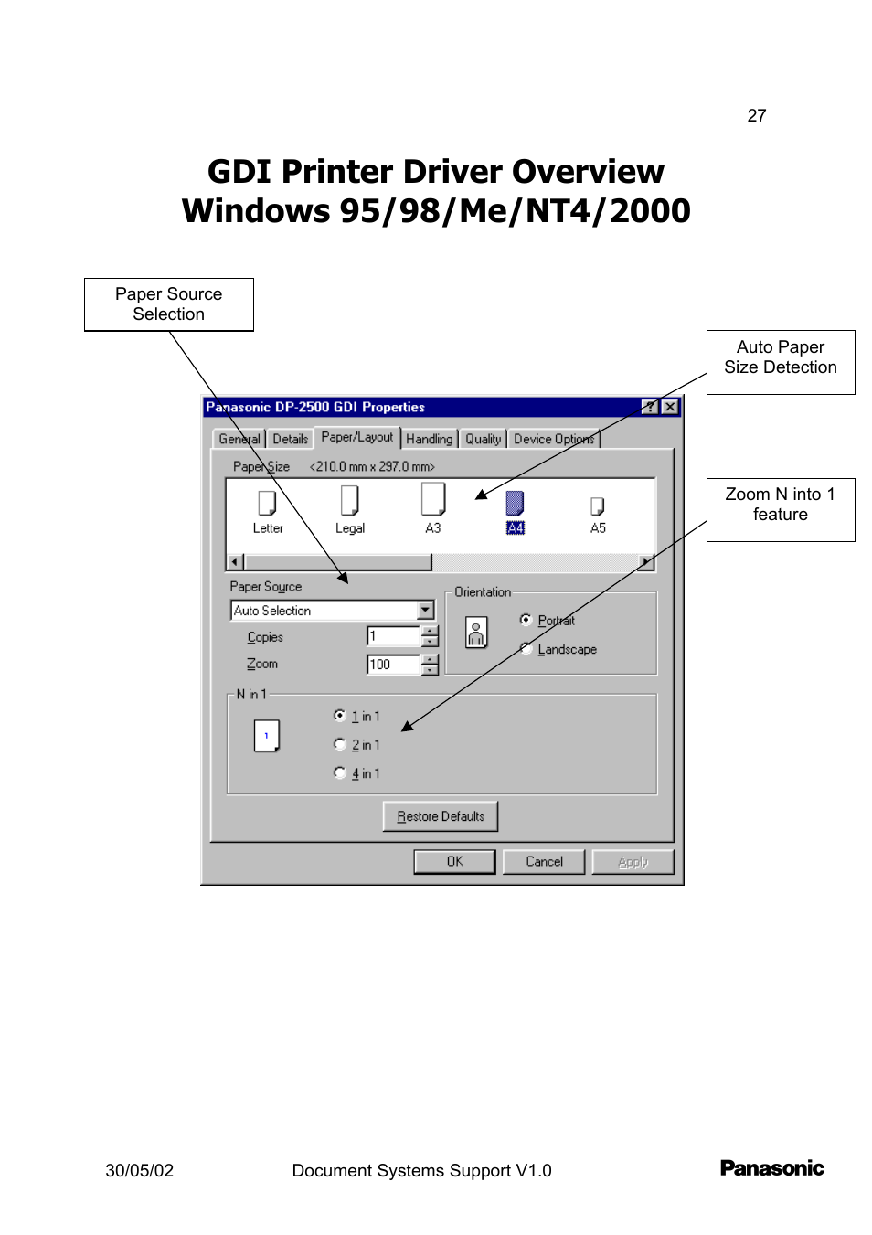 Gdi driver overview | Panasonic DP2000 User Manual | Page 27 / 44
