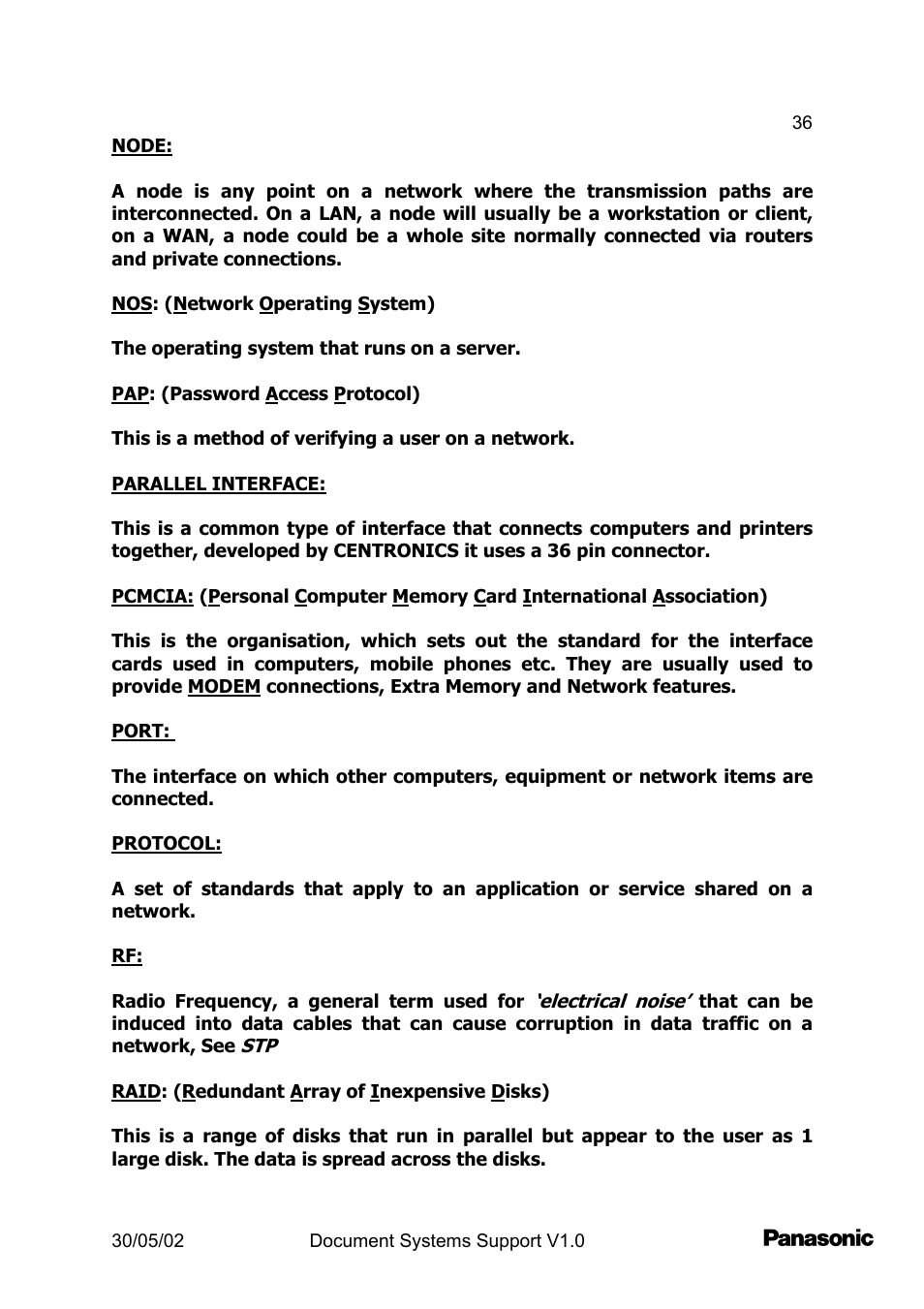 Panasonic DP2000 User Manual | Page 36 / 44