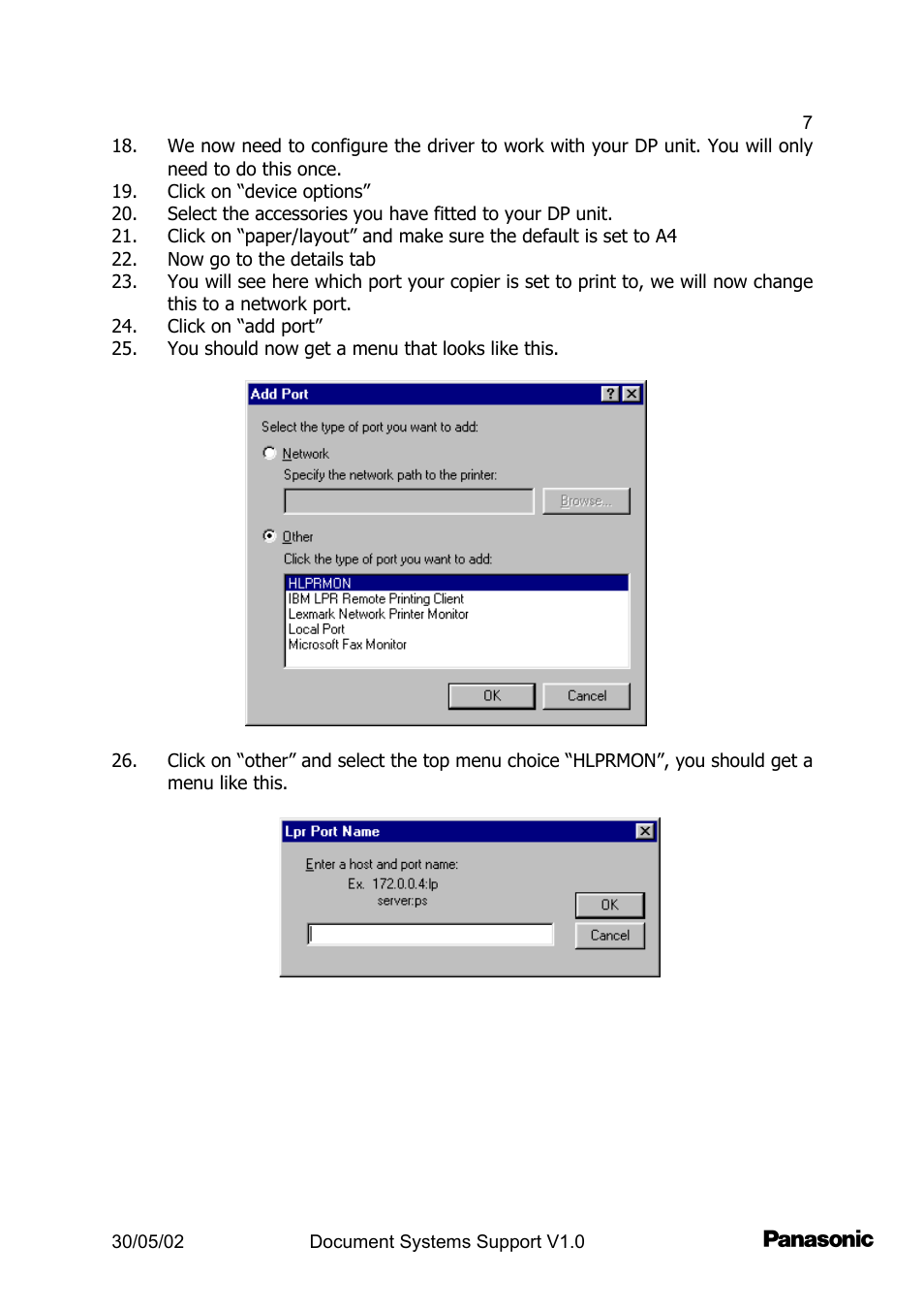 Panasonic DP2000 User Manual | Page 7 / 44