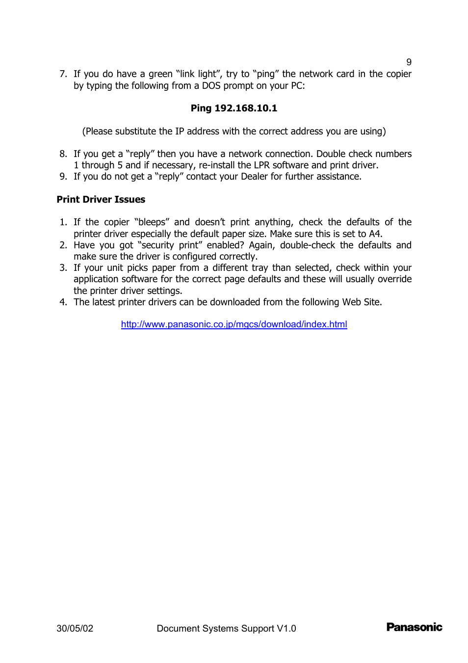 Panasonic DP2000 User Manual | Page 9 / 44