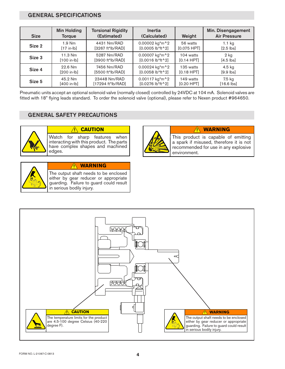 General specifications, General safety precautions | Nexen SBPA05 964950 User Manual | Page 4 / 13