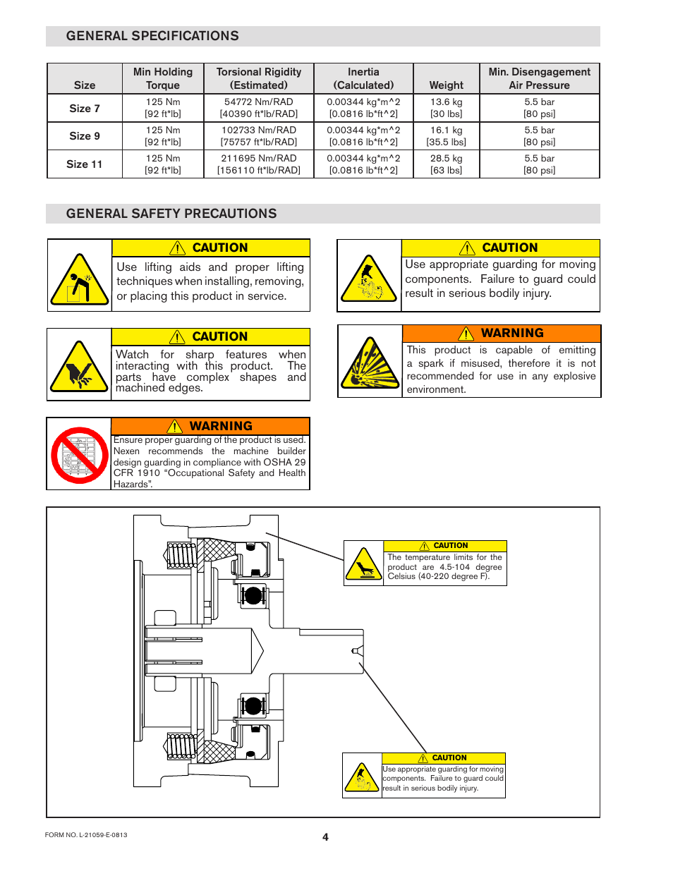 General specifications, General safety precautions | Nexen SBP09 965110 User Manual | Page 4 / 14