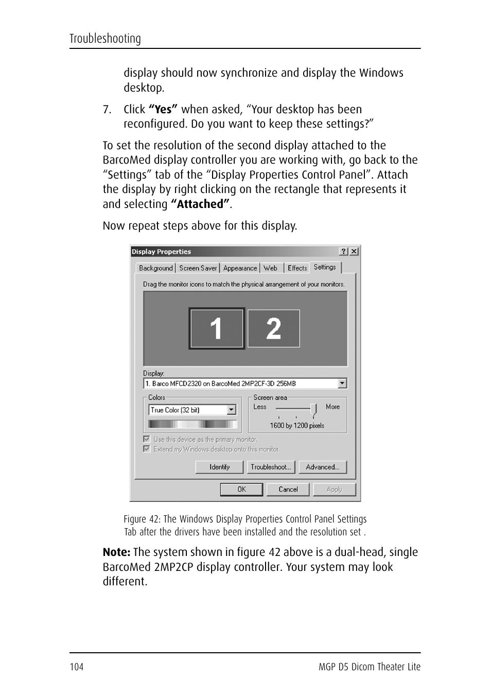 Now repeat steps above for this display | Barco DICOM THEATER LITE MGP D5 User Manual | Page 103 / 116