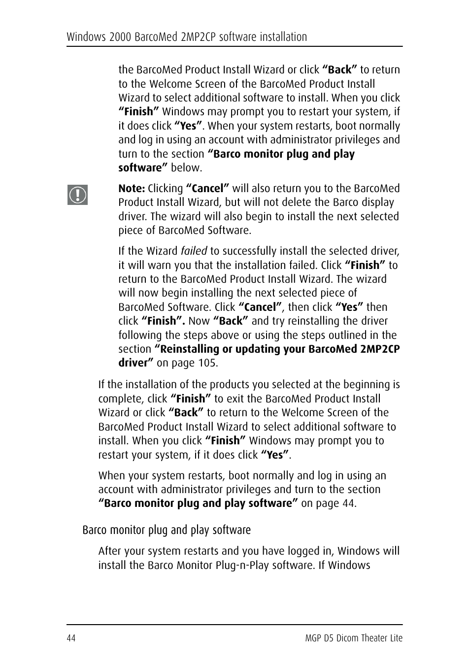 Barco monitor plug and play software | Barco DICOM THEATER LITE MGP D5 User Manual | Page 43 / 116