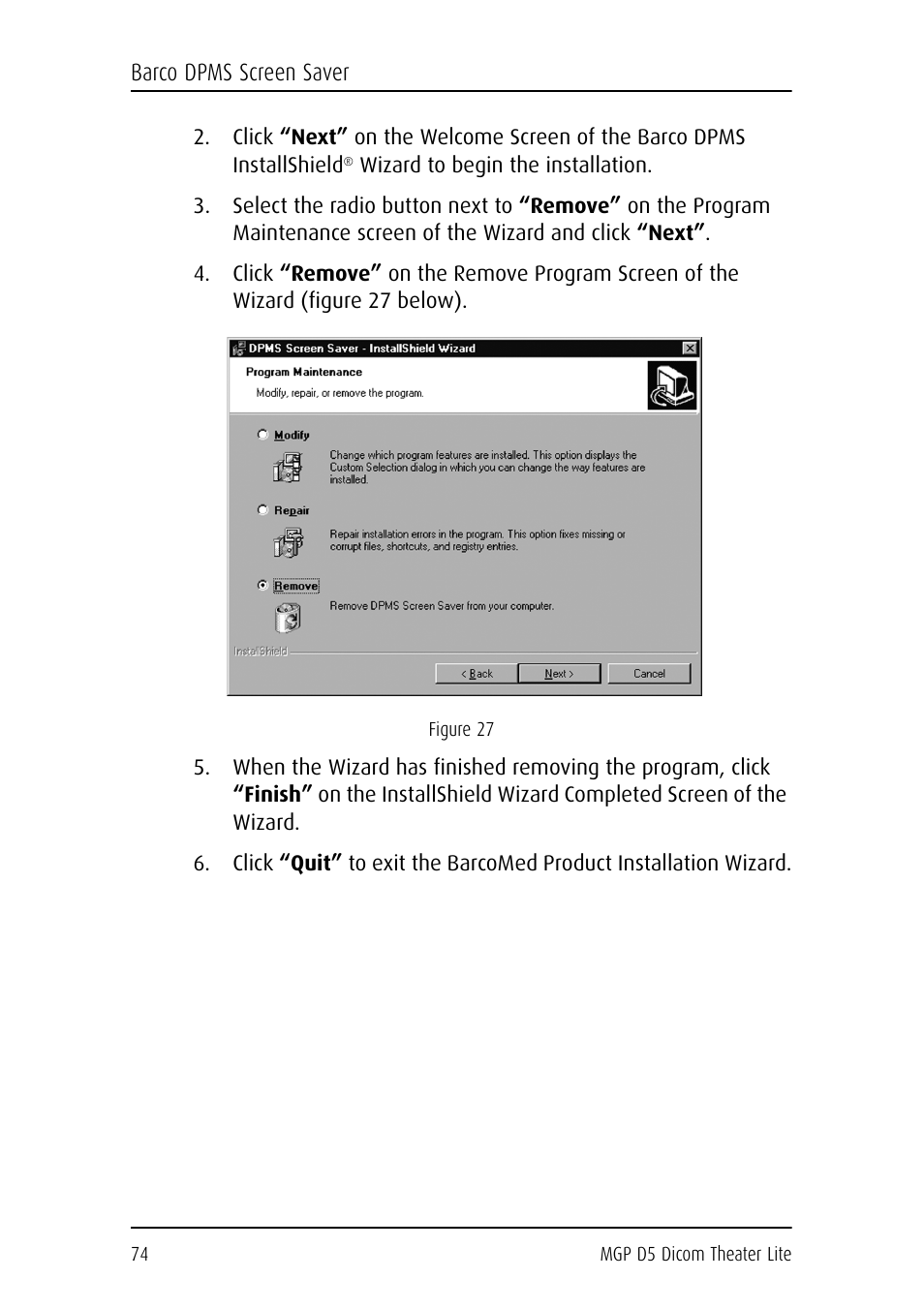 Barco DICOM THEATER LITE MGP D5 User Manual | Page 73 / 116