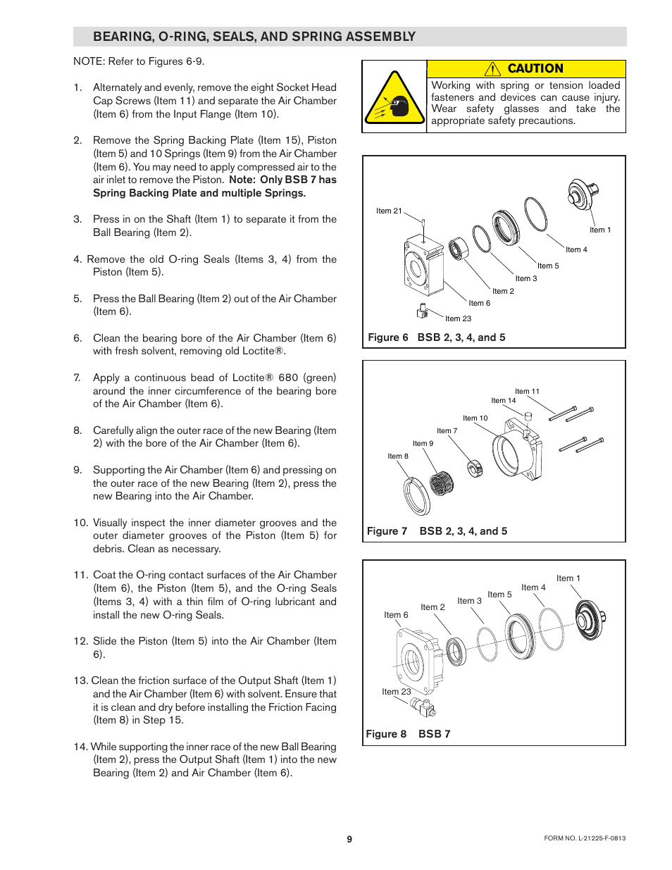 Bearing, o-ring, seals, and spring assembly | Nexen BSB07 965040 User Manual | Page 9 / 13