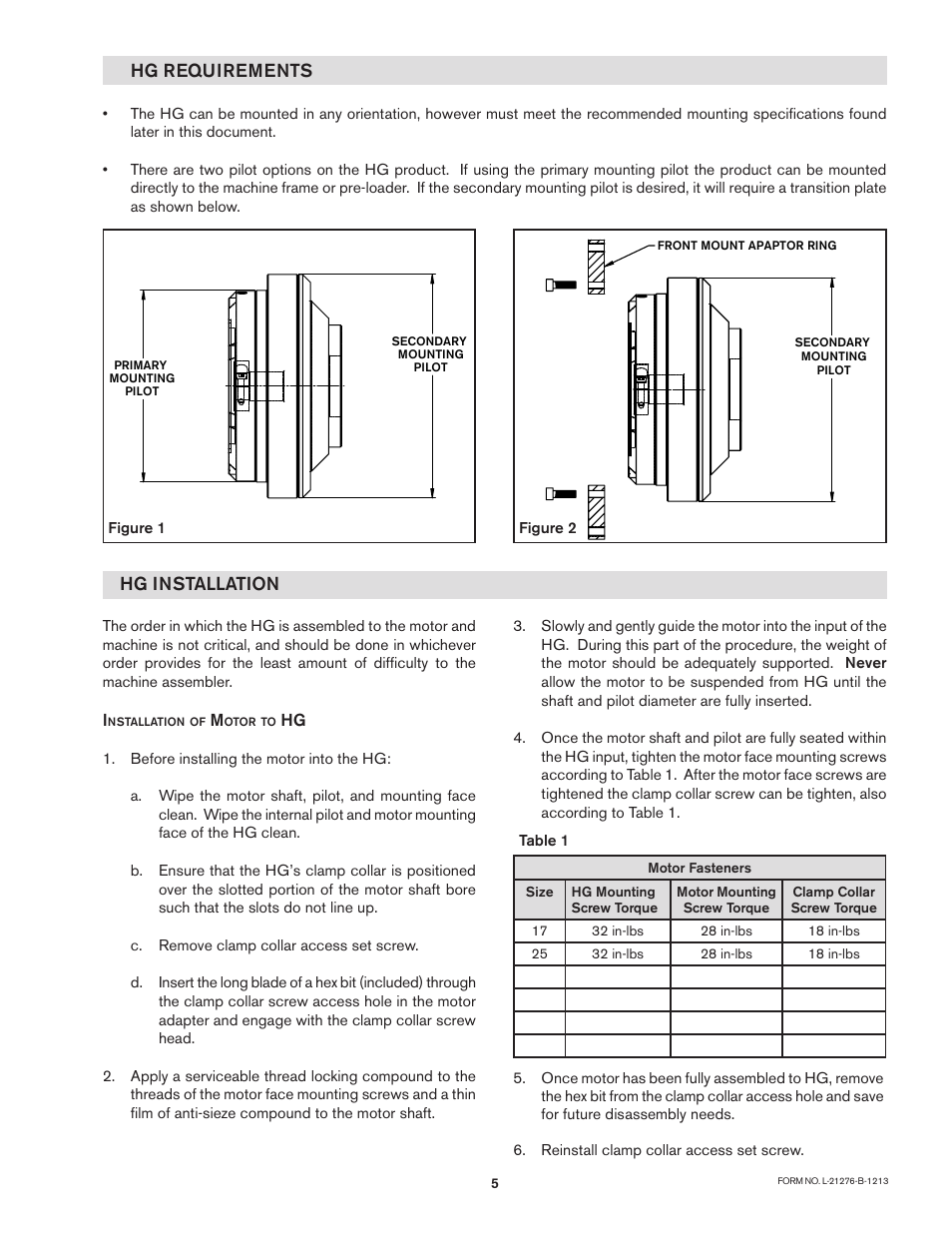 Hg requirements, Hg installation | Nexen HG25 969043 User Manual | Page 5 / 7