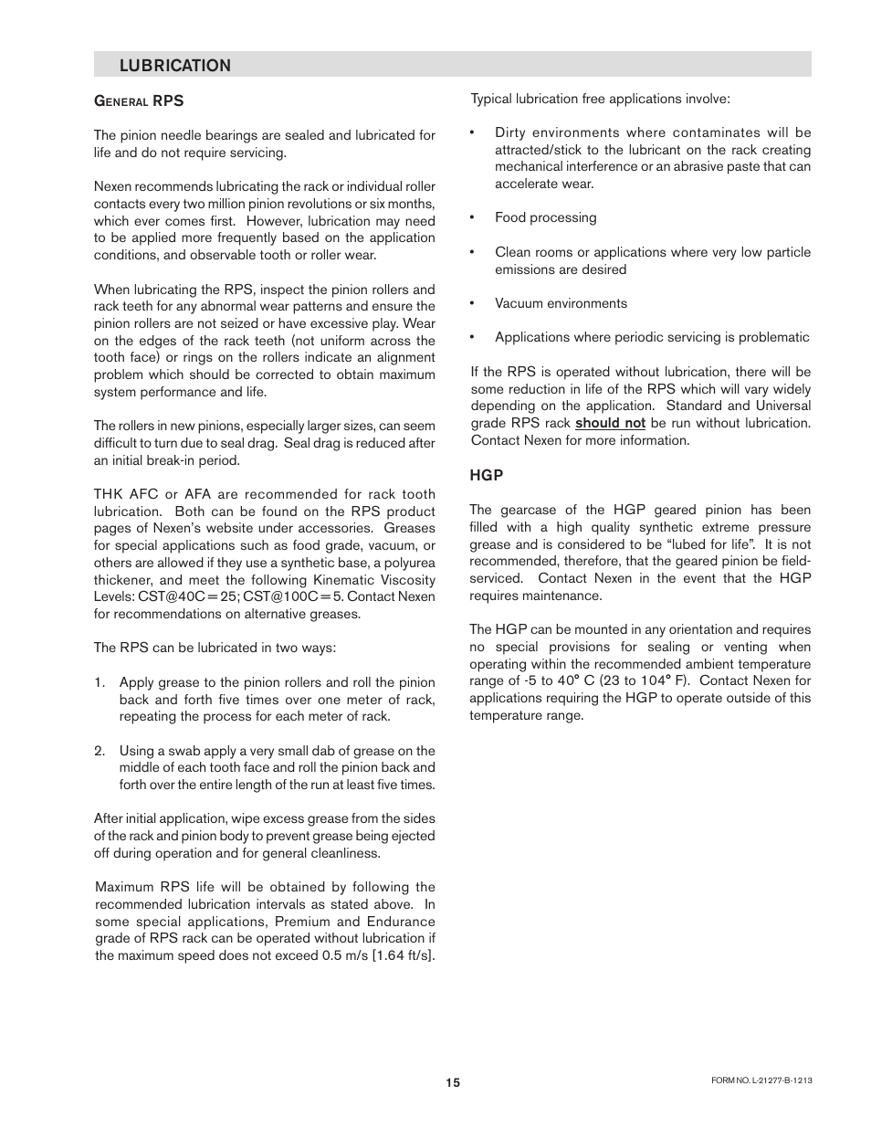 Nexen HGP25 969053 User Manual | Page 15 / 16