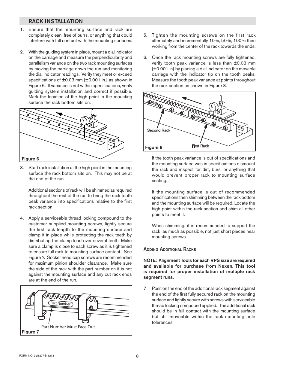 Rack installation | Nexen HGP25 969053 User Manual | Page 8 / 16