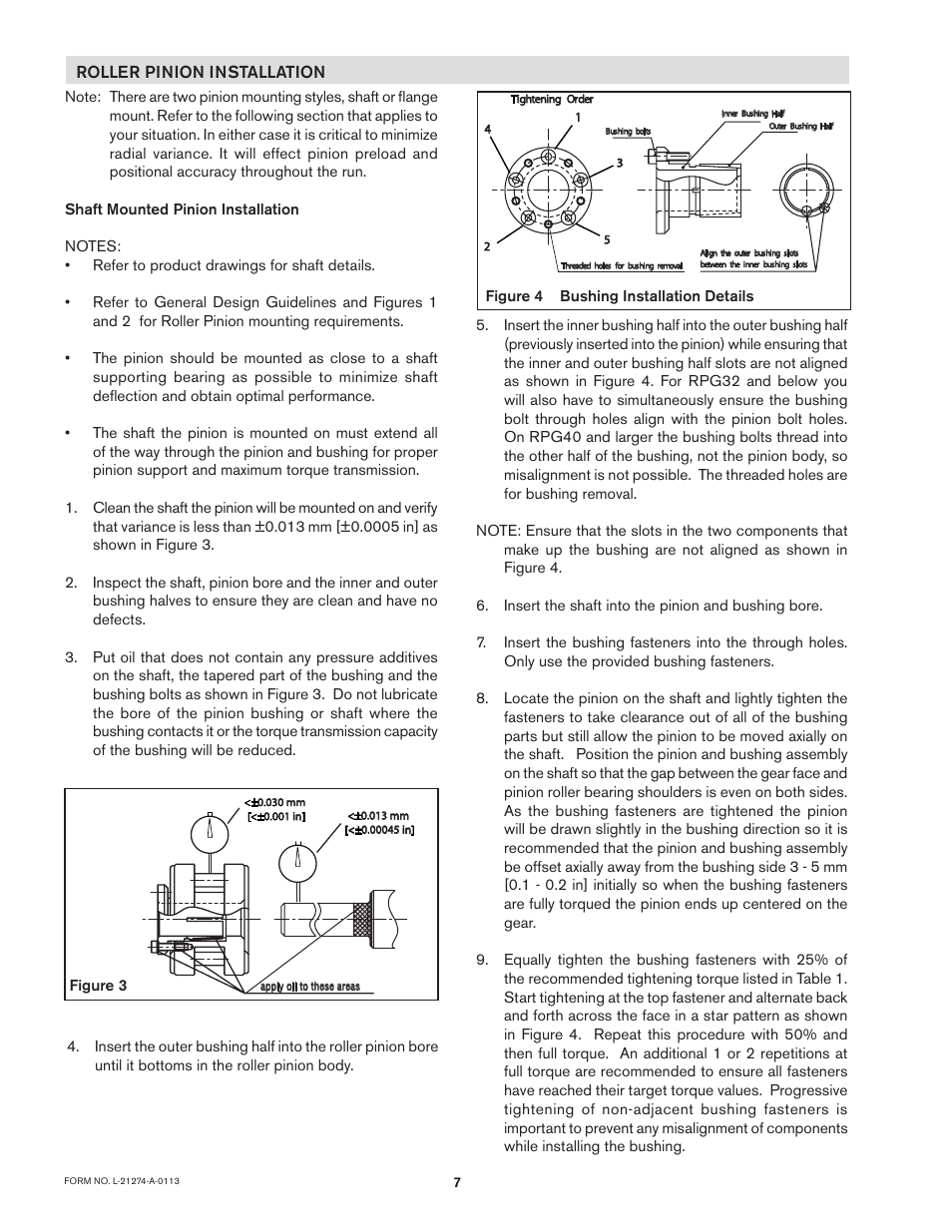 Roller pinion installation | Nexen PRD1100 966902 User Manual | Page 7 / 13