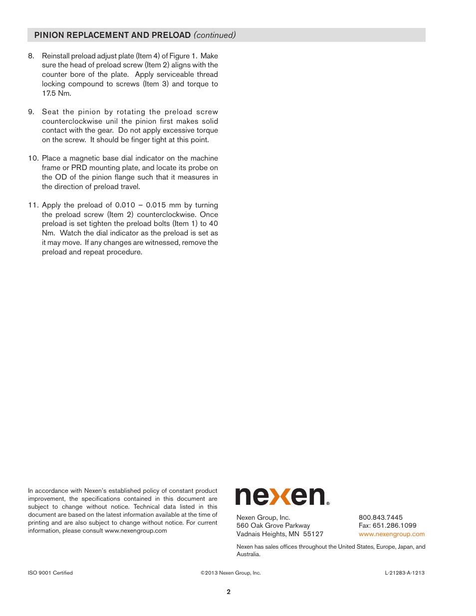 Nexen PRD1500 966903 User Manual | Page 2 / 2