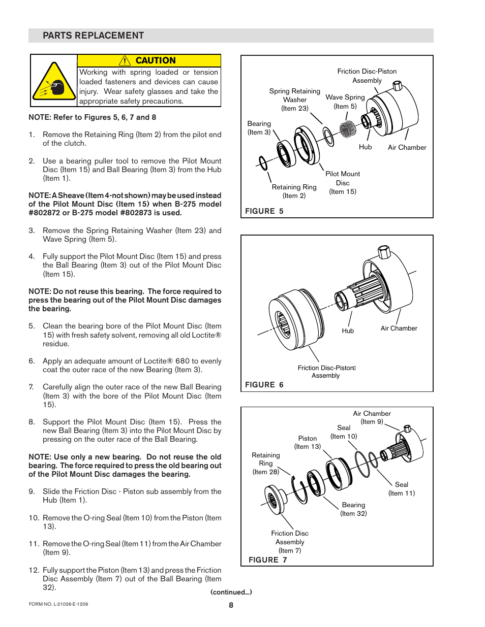 Parts replacement | Nexen B-275 802874 User Manual | Page 8 / 12