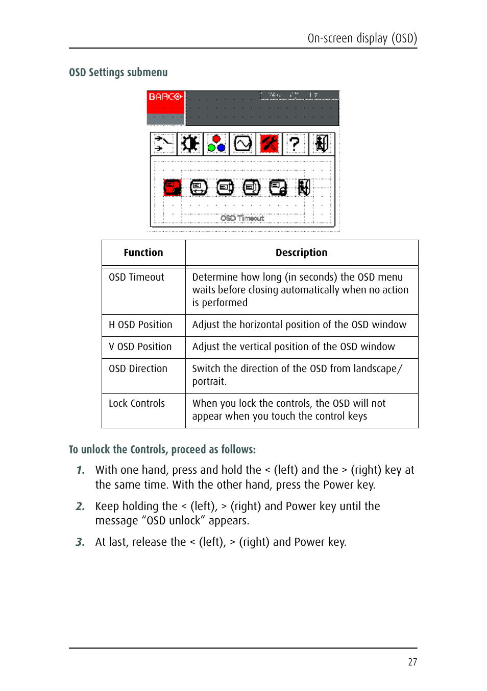 Barco MFCD 1219 (TS) User Manual | Page 27 / 36