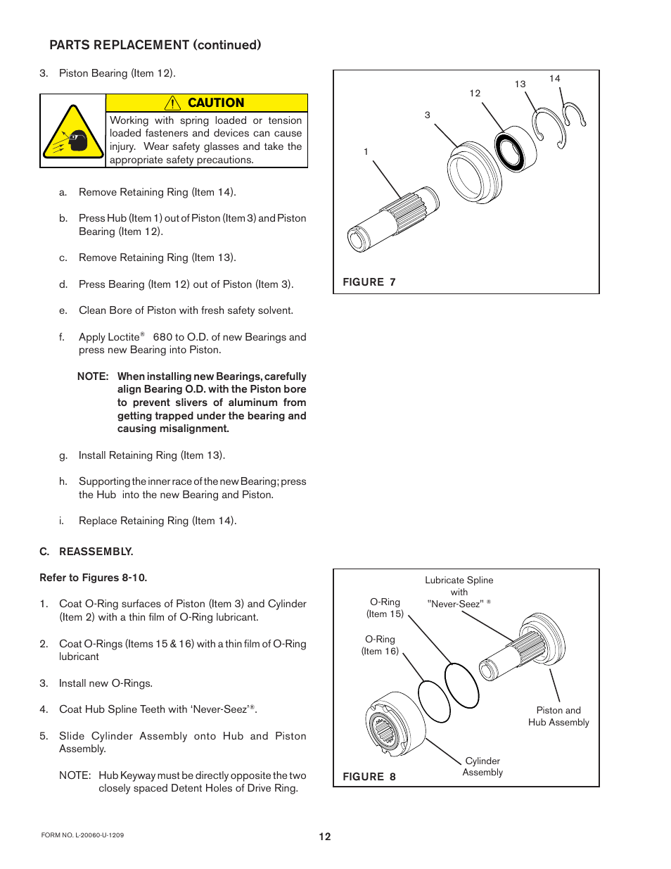 Caution, Parts replacement (continued) | Nexen 5H70PSP 914000 User Manual | Page 12 / 15