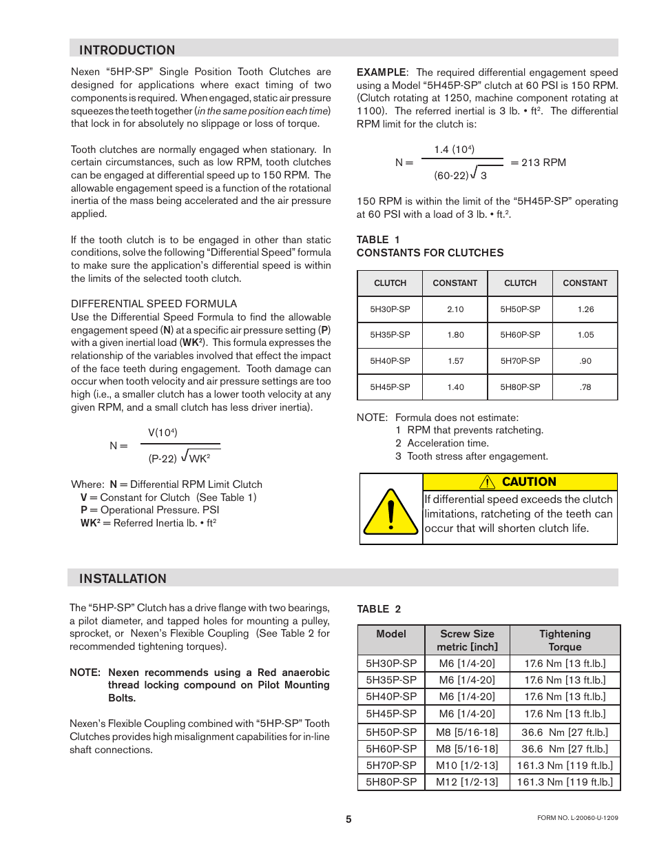 Introduction, Installation | Nexen 5H70PSP 914000 User Manual | Page 5 / 15