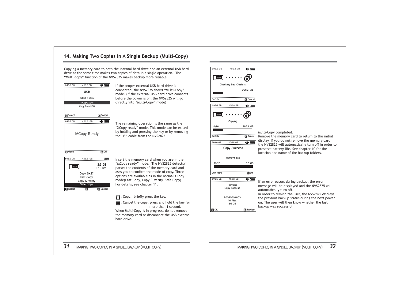 Making two copies in a single backup (multi-copy) | NextoDI NVS2825 User Manual | Page 19 / 35