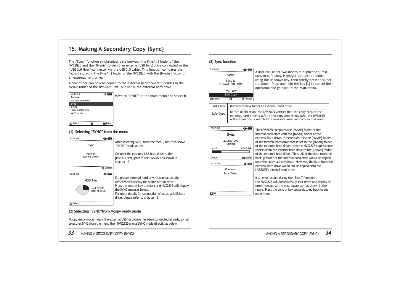Making a secondary copy (sync) | NextoDI NVS2825 User Manual | Page 20 / 35