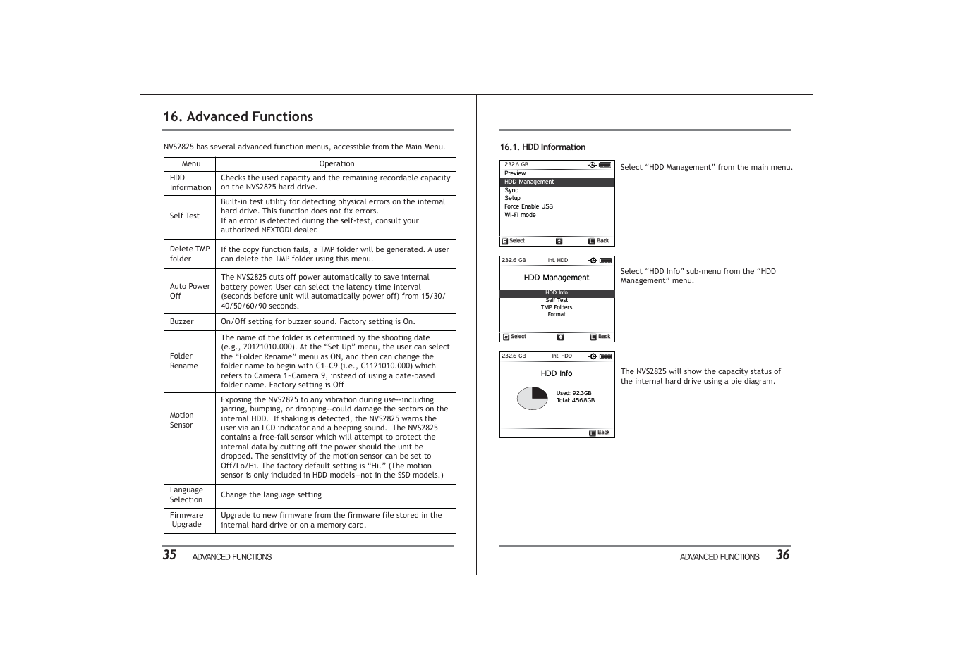 Advanced functions | NextoDI NVS2825 User Manual | Page 21 / 35