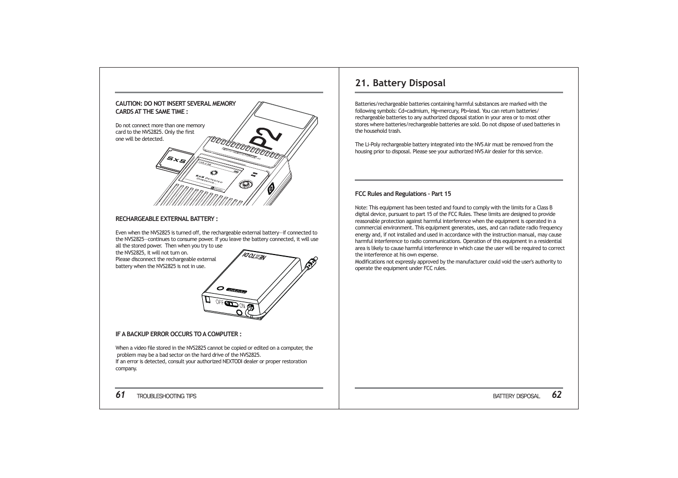 62 21. battery disposal | NextoDI NVS2825 User Manual | Page 34 / 35