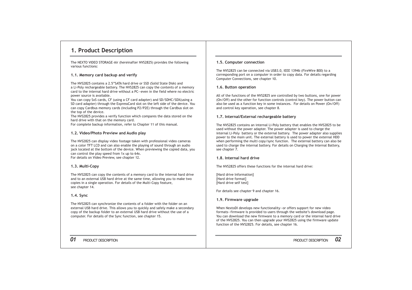 Product description | NextoDI NVS2825 User Manual | Page 4 / 35