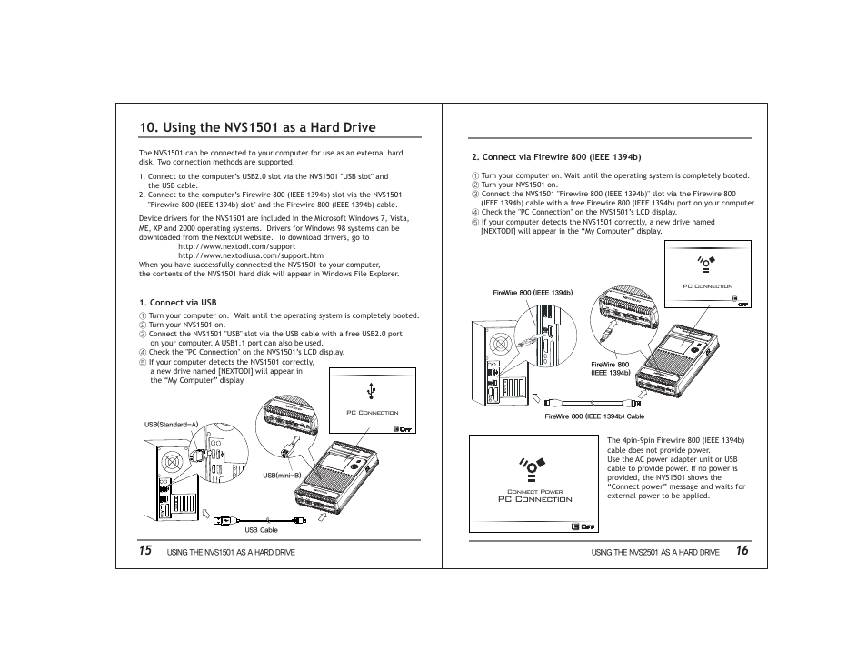 Pc connection | NextoDI NVS1501 User Manual | Page 11 / 33