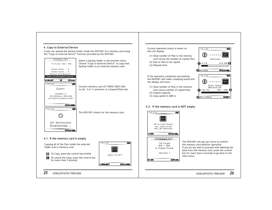 Copy, Checking | NextoDI NVS1501 User Manual | Page 16 / 33