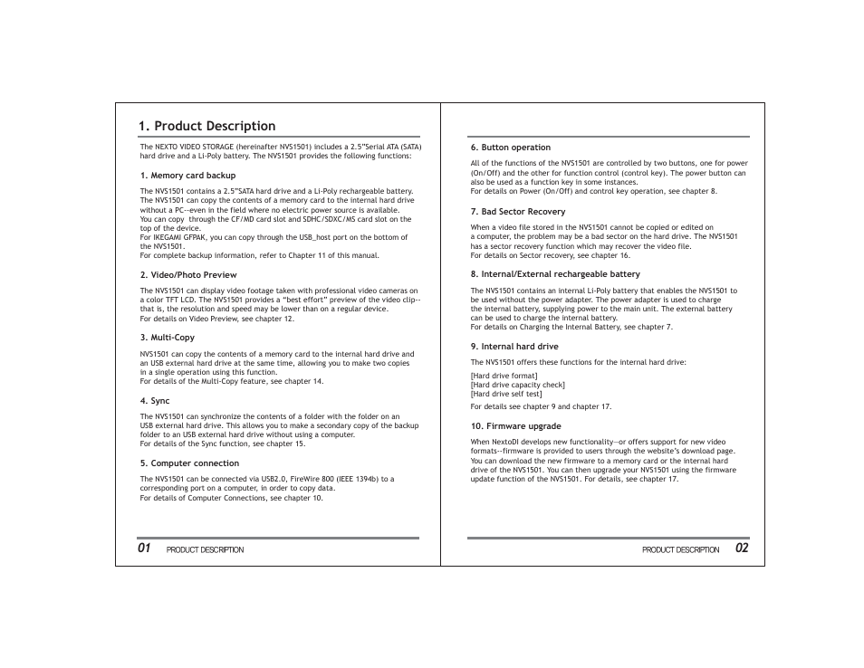 Product description 01 | NextoDI NVS1501 User Manual | Page 4 / 33