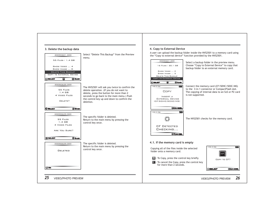 Copy, Checking | NextoDI NVS2501 User Manual | Page 16 / 34