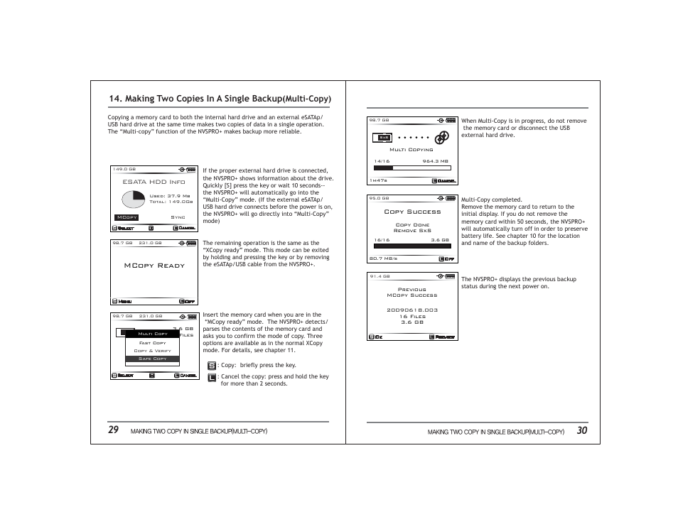 Making two copies in a single backup(multi-copy), Mcopy ready | NextoDI NVS2525 User Manual | Page 18 / 32