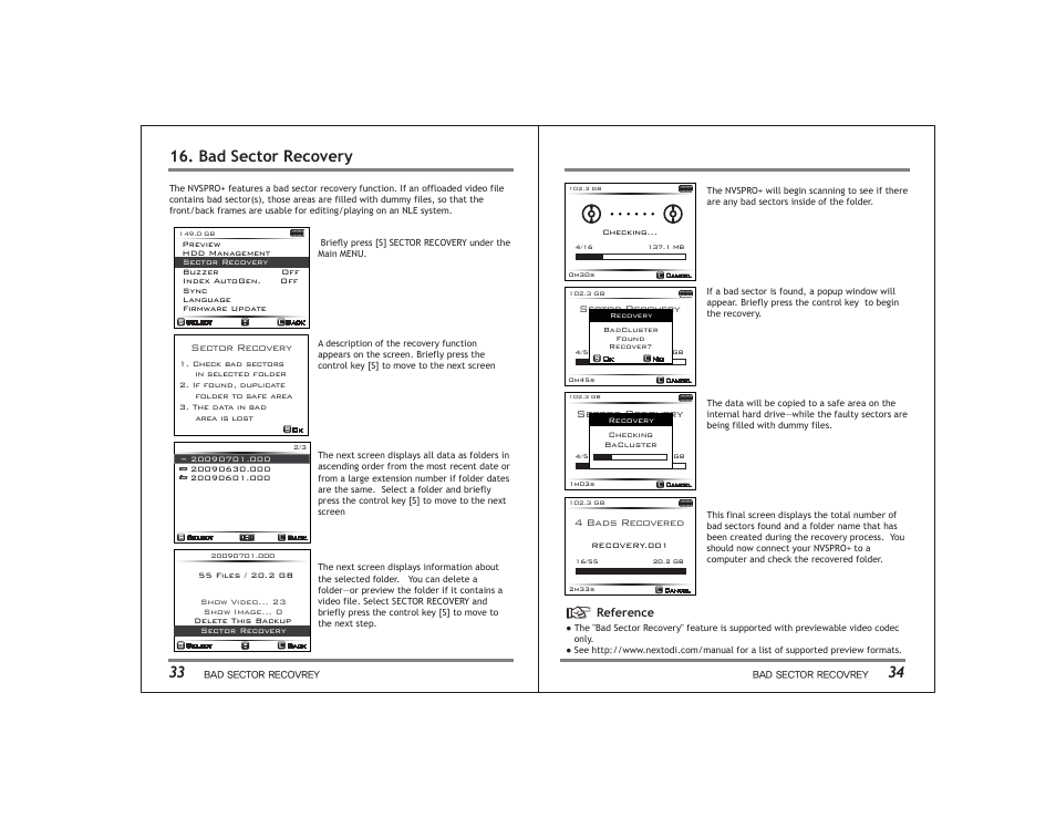 Bad sector recovery | NextoDI NVS2525 User Manual | Page 20 / 32