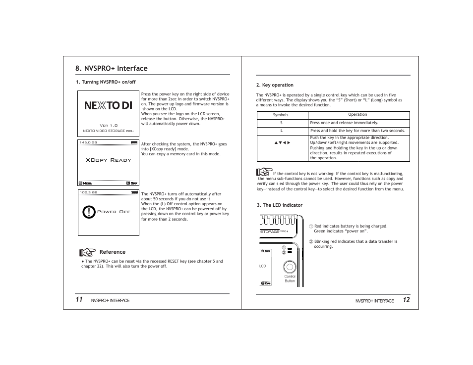 Nvspro+ interface, Xcopy ready | NextoDI NVS2525 User Manual | Page 9 / 32