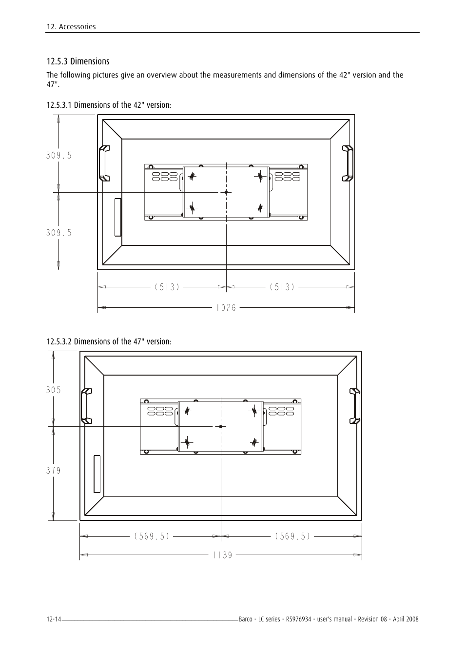 Short ceiling mount | Barco R5976934 User Manual | Page 128 / 144