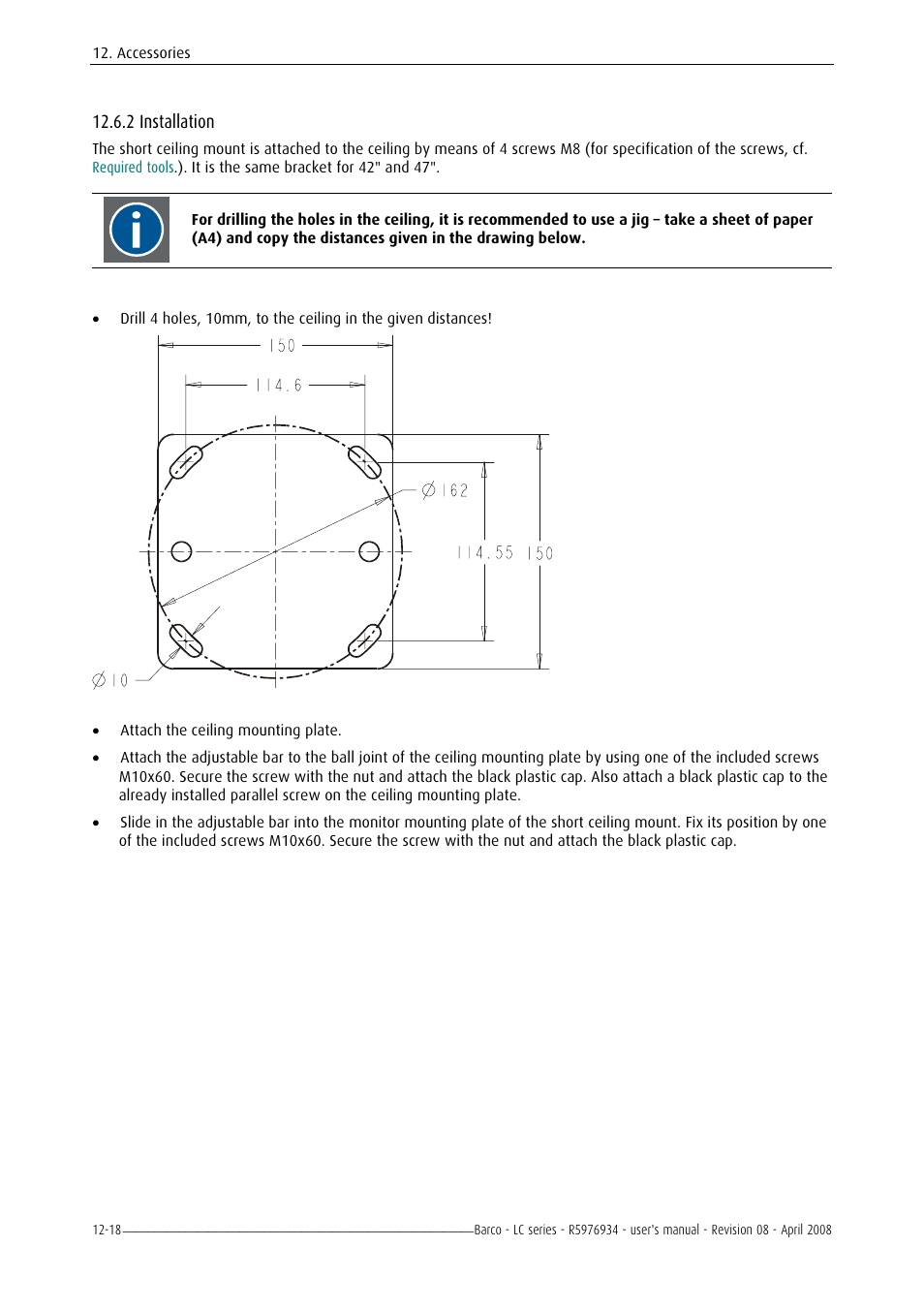 Dimensions, Dimensions of the 42" version, 3 dimensions -10 | 2 installation | Barco R5976934 User Manual | Page 132 / 144