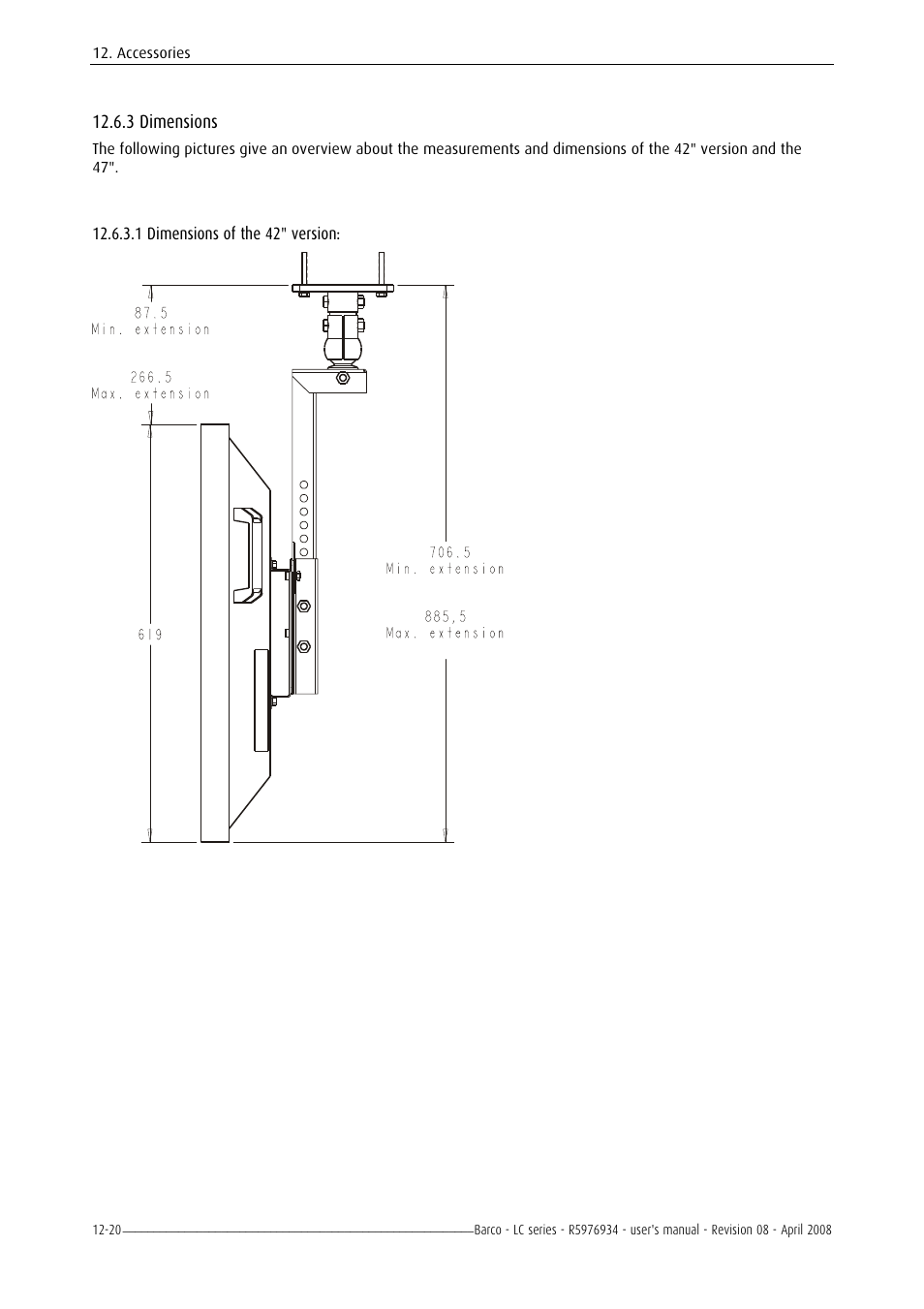 Long ceiling mount | Barco R5976934 User Manual | Page 134 / 144