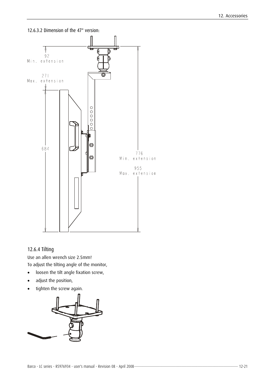 Scope of delivery, 1 scope of delivery -12, 4 tilting | Barco R5976934 User Manual | Page 135 / 144